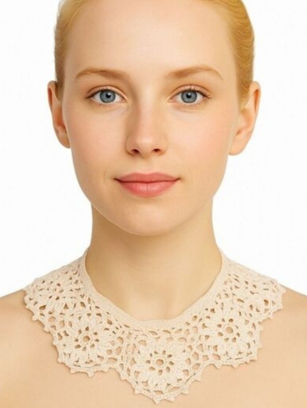 Hand Crafted Crochet Floral Necklace Handmade Retro Collar Lace Stitch Neck tie
